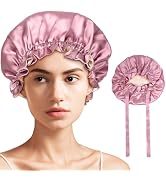 FADACHY Silk Bonnet for Sleeping Women - 22 MOMME, 100% Mulberry Silk Bonnet Sleep Cap with Tie B...