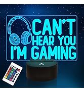 YuanDian Can't Hear You I'm Gaming Night Light, Headset Graphic Video Games Gamer Gift Funny 3D I...