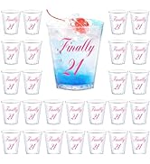 Kzeirm 110 Pcs Finally 21 Shot Glasses Disposable, Happy 21st Birthday Decorations for Her, 21st ...