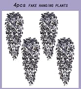 BLEUM CADE Fake Hanging Plants, 4pcs Artificial Hanging Plant, Faux Deep Purple Vines Hanging Pla...