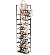 LANTEFUL 10 Tiers Tall Shoe Rack 20-25 Pairs Shoe and Boots Organizer Storage Sturdy Shoe Shelf, ...