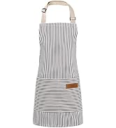 XLSXEXCL Stripes Kids Apron, Kids Cooking Aprons with 2 Pockets, Cute Kids Aprons for Cooking for...