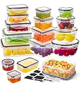 34 Piece Food Storage Containers with Lids(17 Containers & 17 Lids), BPA-Free Plastic Food Contai...