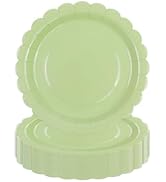 50 Pcs Sage Green Paper Plates 7 Inch, Scalloped Paper Plates Disposable Cake Dessert Dinner Plat...