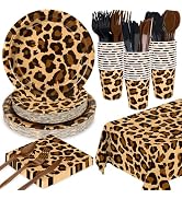 WNINK 176 Pcs Cheetah Print Plates And Napkins Party Supplies, leopard Print Birthday Decorations...