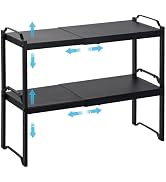 2 Pack Expandable Cabinet Countertop Shelves, Stackable Shelves Organizers For Kitchen Cabinet Co...