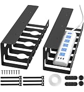 Delamu 2 Pack Metal Under Desk Cable Management Tray, U Channel Cord Organizer Box, Office Under ...