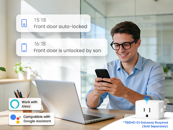 Record logs let you see who opened the door, at what time, and by which method via the app.