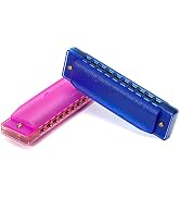 Koogel 2 PCS Translucent Kids Harmonica,10 Hole Harmonica for Toddler Musical Instruments for Beg...