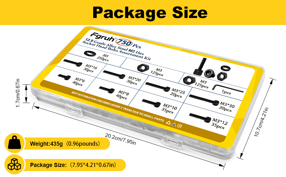 m3 black screw package size