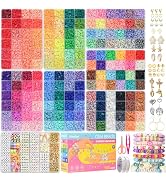 Gionlion 30,000 Pcs Clay Beads Bracelet Making Kit, 168 Colors 8 Boxes Flat Preppy Beads for Frie...