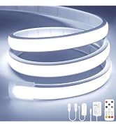 Lamomo COB LED Strip Lights, 16.4Ft White Dimmable Self-Adhesive Led Rope Light with Remote, Flex...