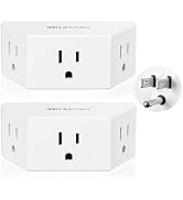 HITRENDS Multi Plug Outlet Extender 2 Pack, Small Electric Outlet Adapter, Small 3 AC Plug Extend...