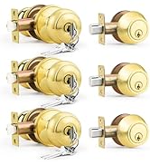 Brotima 3 Pack Keyed Alike Front Door Knob and Deadbolt Set, Entry Door Locksets with Single Cyli...