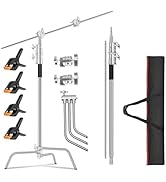 Heavy Duty C Stand 10ft/300cm with Holding Boom Arm Upgrade Carry Bag 4*Clamp 2*Grip Head Stainle...
