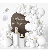 CVPARTYON White Balloons 125 pcs Different Sizes Pack of 18 12 10 5 Inch Latex White Balloon Arch...