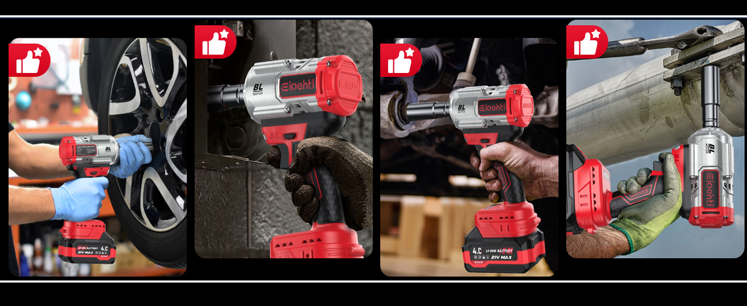 Brushless Llave de impacto Llave de impacto Inalámbrica con 2 * 4000 mAh Baterías