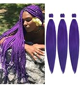 WacanDan Purple Braiding Hair Pre stretched 26 Inch 3 Packs,Professional Soft Yaki Texture Long B...