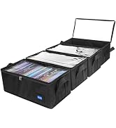 BOATISLE DVD Case Holder with Handles and Clear Lid, 4-Pack Black - DVD Storage Box with Label Sl...