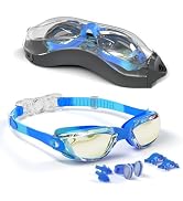 Hurdilen Kids Swim Goggles, Swimming Goggles for Kids with Nose Clip, Earplugs, Nose Bridge for A...