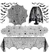 5Pack Halloween Decorations Indoor Halloween Decor Black Lace Table Runner Fireplace Mantel Scarf...