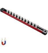ALOANES 1/2-Inch Drive Magnetic Socket Organizer, Heavy Duty Aluminum Socket Rails, 11 Stainless ...