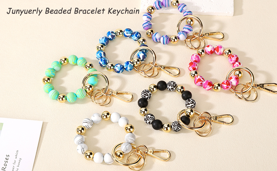 Junyuerly Beaded Bracelet Keychain