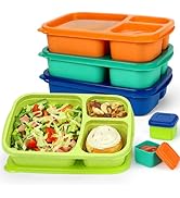 Caperci Bento Lunch Box Containers for Adults & Kids - 3-Compartment Reusable Meal Prep Container...