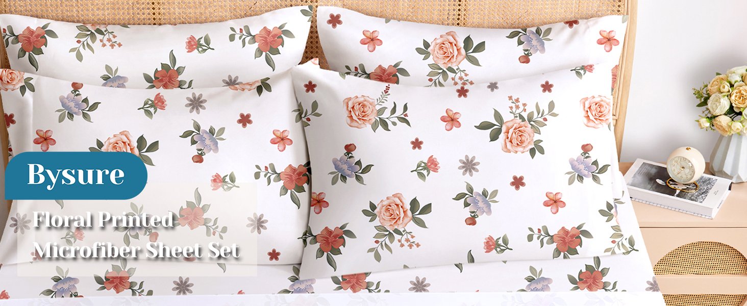 6 piece hotel sheet floral printed