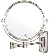 Wall Mounted Makeup Mirror, 1X/5X Magnifying Mirror Double Sided, 8 Inch Extendable Bathroom Mirr...