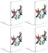 ENCIMART Acrylic Bookends for Shelves Decorative, 4 Pieces Clear Book Ends for Heavy Duty Book an...