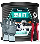 550FT 1/8” Black T316 Stainless Steel Deck Cable Railing Kit with Cutter & Gloves, 7x7 Strands Co...