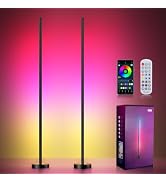 OIYN Smart RGBICW LED Corner Floor Lamp 2 Pack - 16 Million DIY Colors, 68+ Scenes, Music Sync, A...