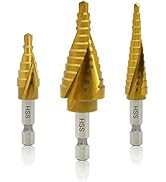 GMTOOLS Step Drill Bit Set, 3 Pcs Titanium High Speed Steel Unibit Drill Bits, Stepped Up Bits fo...