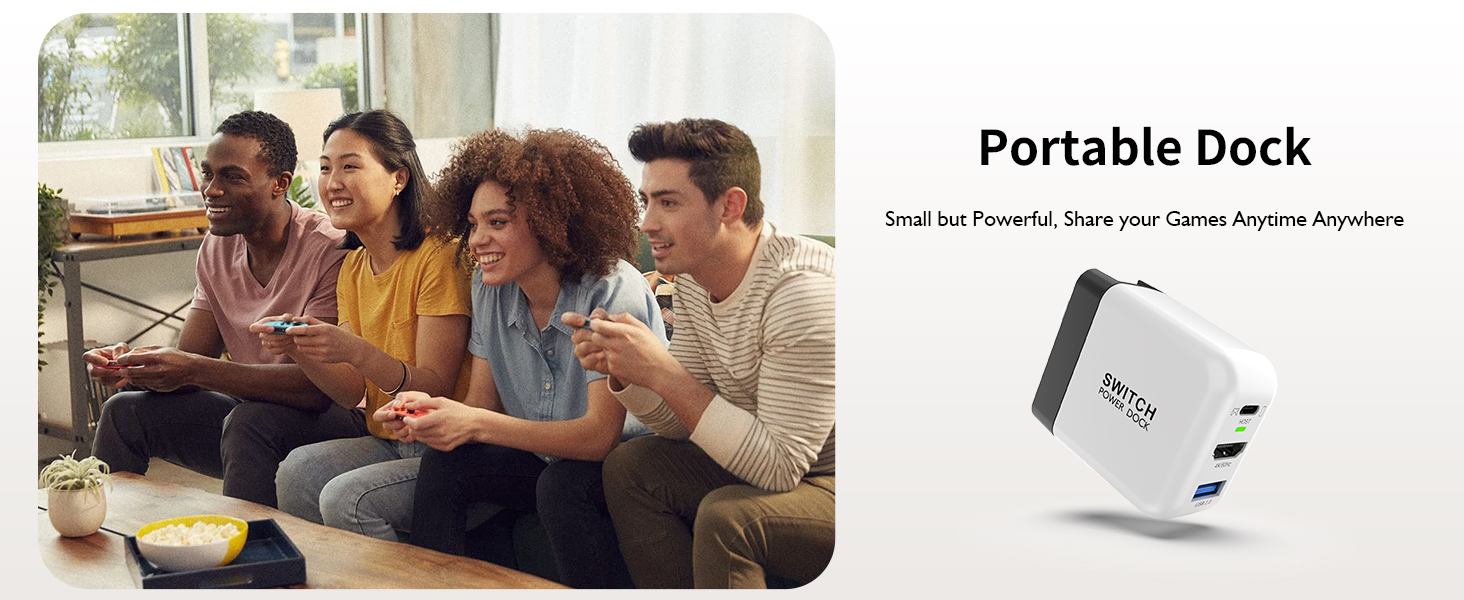 Portable Switch Dock, Small but Powerful, Share your games anytimes anywhere