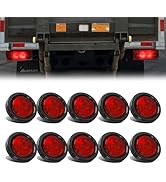 YOMTOVM 10Pcs 2" Red 4 LEDs Round Trailer Marker Lights, Red Len/Red Clearance Marker Light with ...