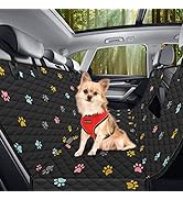 BeneathYourFeet Dog Seat Cover (54" W x 56 " L, Colored Paw Prints) Scratch Prevention Dog Car Se...
