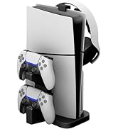 NBCP PS 5/Slim/Pro Vertical Stand with with Dual Controller Charger for Playsation 5 Disc&Digital...