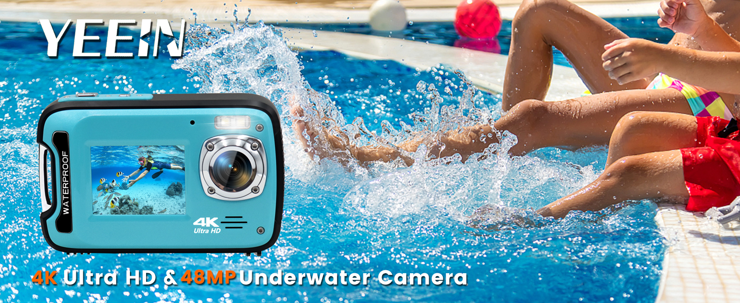 underwater camera 4K ULTRA HD 48 MP dual screen waterproof camera