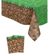 Pixel Miner Table Cover (Pack of 2) - 54.1"x108" XL Waterproof Cartoon Birthday Tablecloth- Gamer...