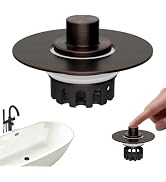 Universal Metal Bathtub Stopper Shower Drain Hair Catcher Oil Rubbed Bronze | Upgraded 3-in-1 Pop...