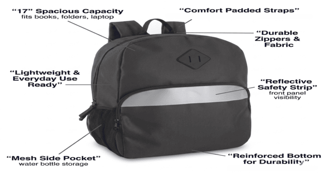 college backpack,17 inch school bag,boys backpack,school supplies,black backpack,sports travel camp