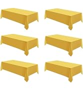 Aocoz Rectangle Tablecloths 90x132 Inch 6 Pack Yellow Tablecloth Washable Decorative Linen Polyes...