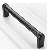 BEROSSA Black Cabinet Pulls, Knurled Bar Cabinet Handles, 5 Inch Screw Spacing, Pack of 10 | Soli...