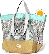 STOVER Large Mesh Beach Bag, Vacation, Pool, Shopping, & Travel Tote - Foldable w/Storage Pockets...