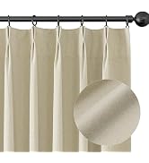ChrisDowa 100% Blackout Curtains for Bedroom Pinch Pleated Linen Blackout Curtains 84 Inch Length...