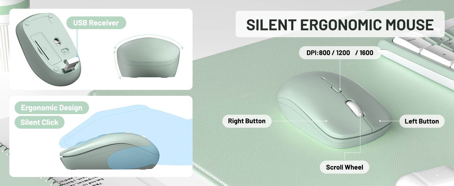 Ergonomic wireless keyboard and mouse 8
