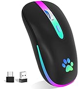 FUWANG Wireless Mouse,Rechargeable LED Wireless Bluetooth Mouse,Portable USB Optical 2.4G Wireles...