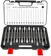 TOMMARS 16-Pc Long Hex Bit Socket Set, Extra Long Allen Socket Set, CR-V and S2 Steel, SAE & Metr...