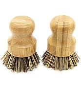 AUEAR, Natural Bamboo Dish Scrub Brush Cleaning Brush Pot Scrubber Brushes Coconut Bristles for C...